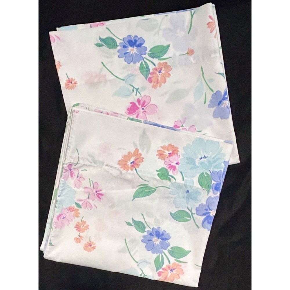 Vintage Cannon Pillowcase Pair King Pink Blue Pastel Floral 39 x 20 READ